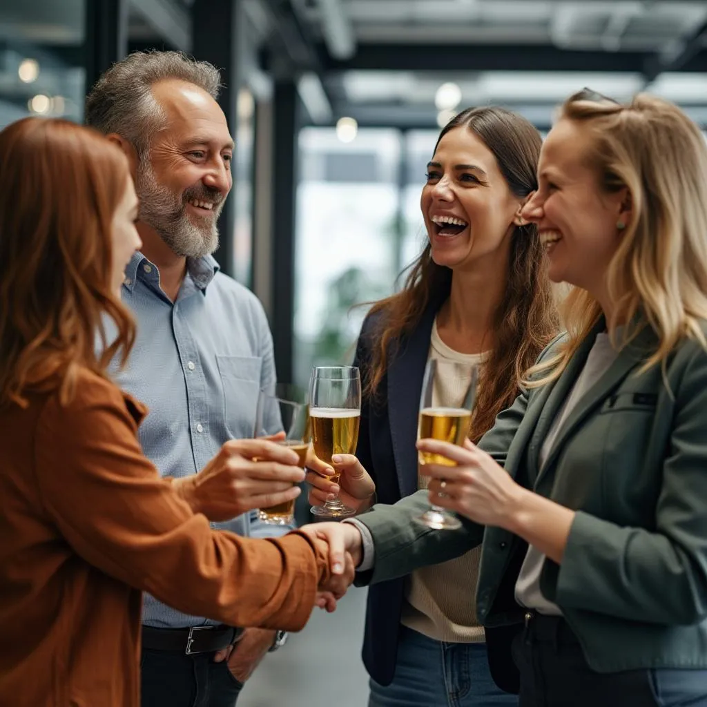 Celebración de un hito de proyecto con un cliente.